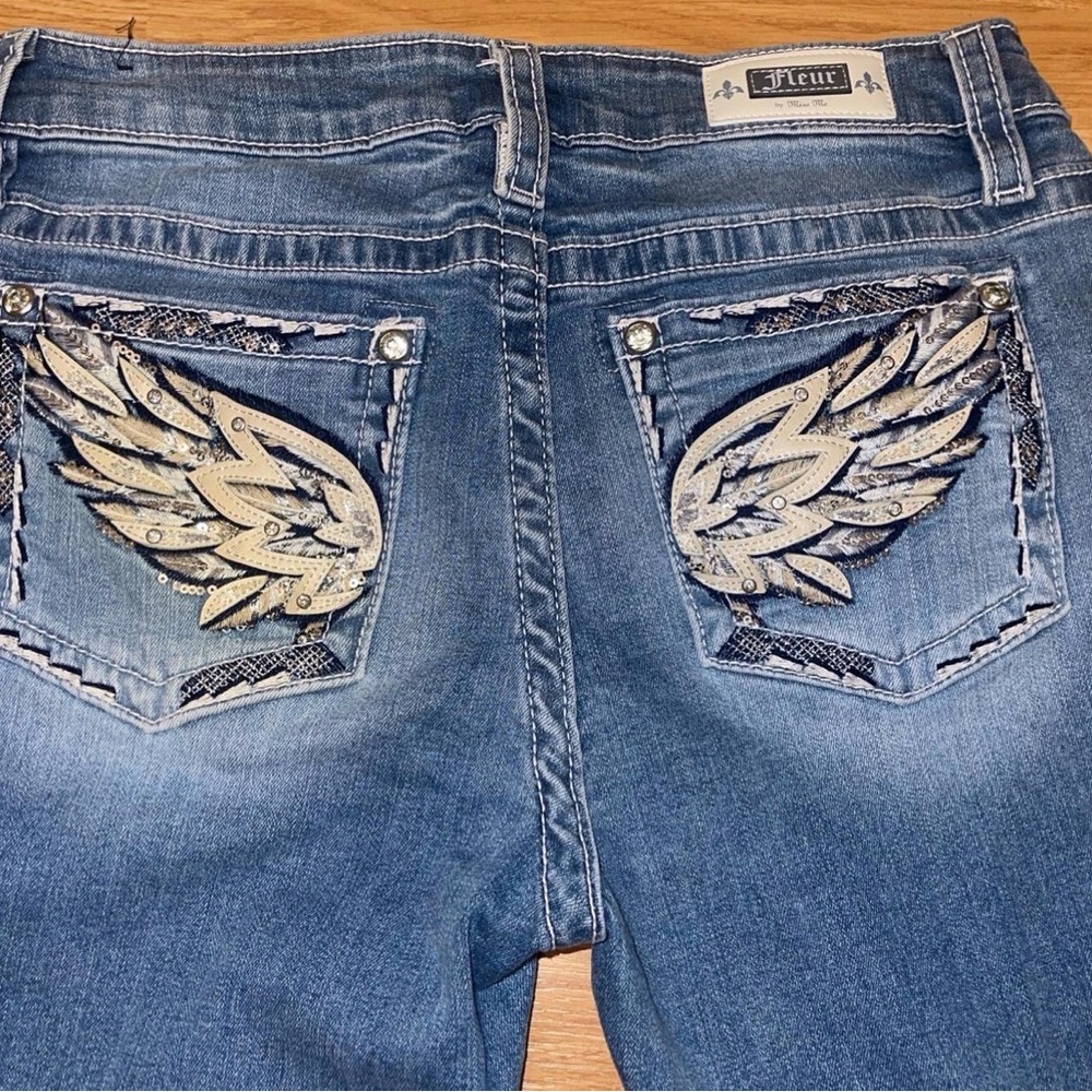 Miss Me Blue Jeans with Wing Design-sz 30